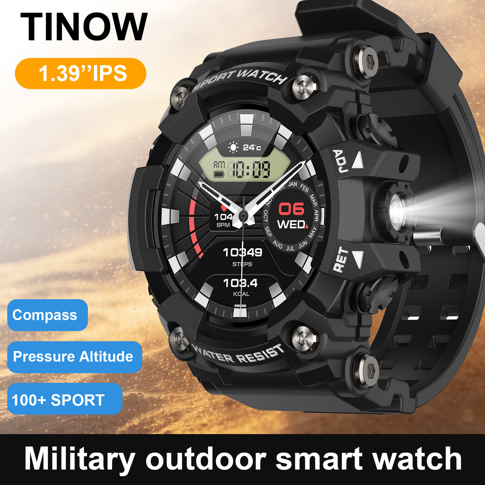 Outdoor Lighting Ip Rating - Zewnętrzny smartwatch Realtek z kompasem Bluetooth,