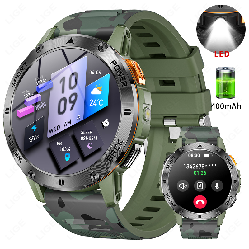 Outdoor Lighting Ip Rating - LIGE 400mAh Męski Smartwatch Klasy Wojskowej