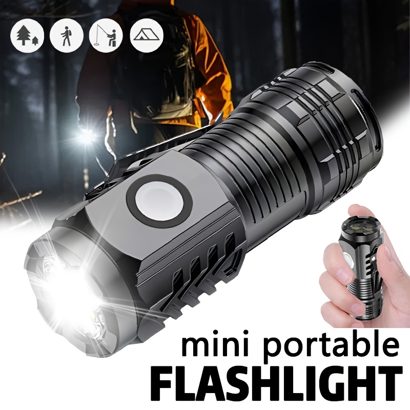 Outdoor Lighting Black - Mini latarka 3LED z klipsem do