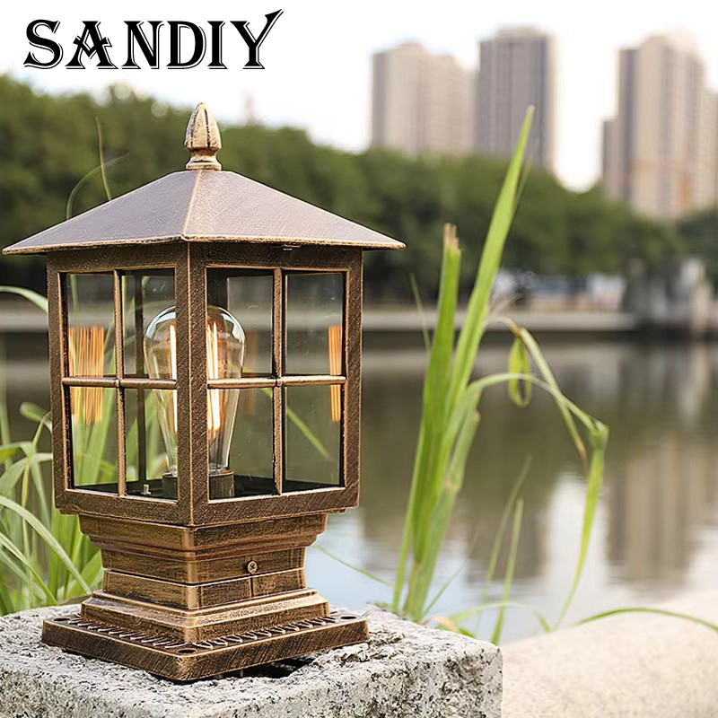 Outdoor Yard Lighting Fixtures - Zewnętrzne lampy słupkowe Led metalowa szklana