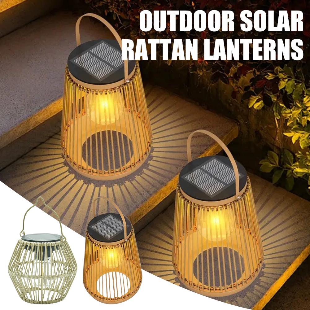 Outdoor Lighting Garden - Wodoodporna lampa solarna z rattanu IP65,