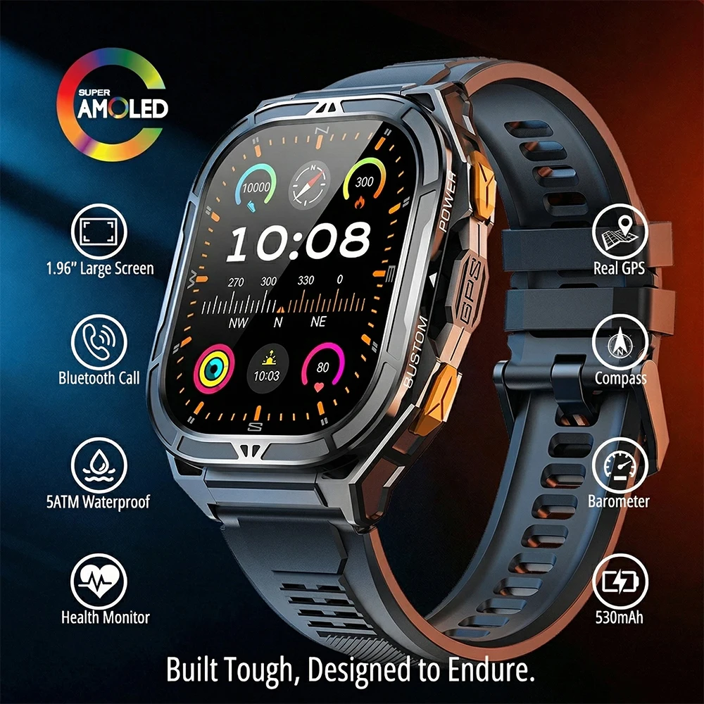Outdoor Lighting Deck - Luksusowy smartwatch AMOLED z GPS, wodoodporny