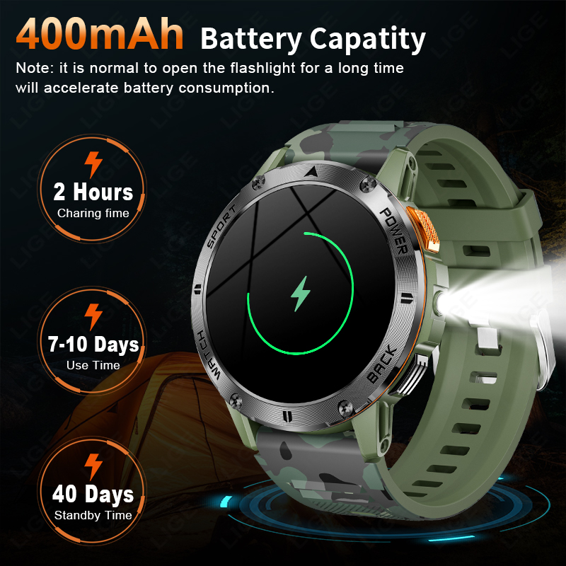 LIGE 400mAh Męski Smartwatch K – Outdoor Lighting Ip Rating recenzja i cena