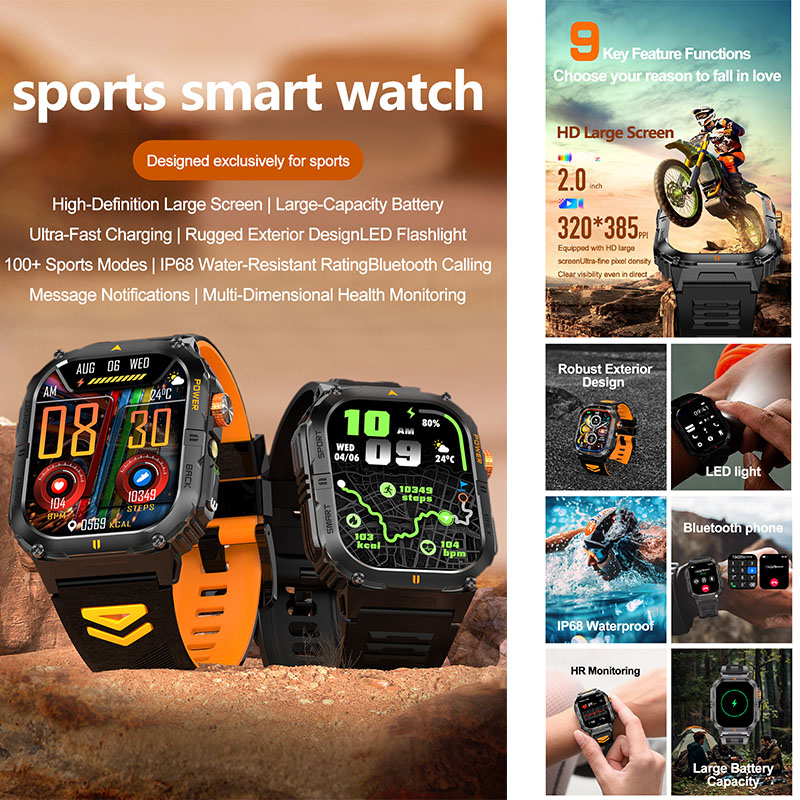 Wojskowy Smartwatch Sportowy n – Outdoor Lighting Ip Rating recenzja i cena